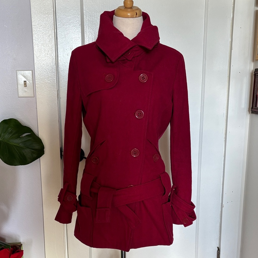 CoffeeShop Women's Burgundy Trench Coat